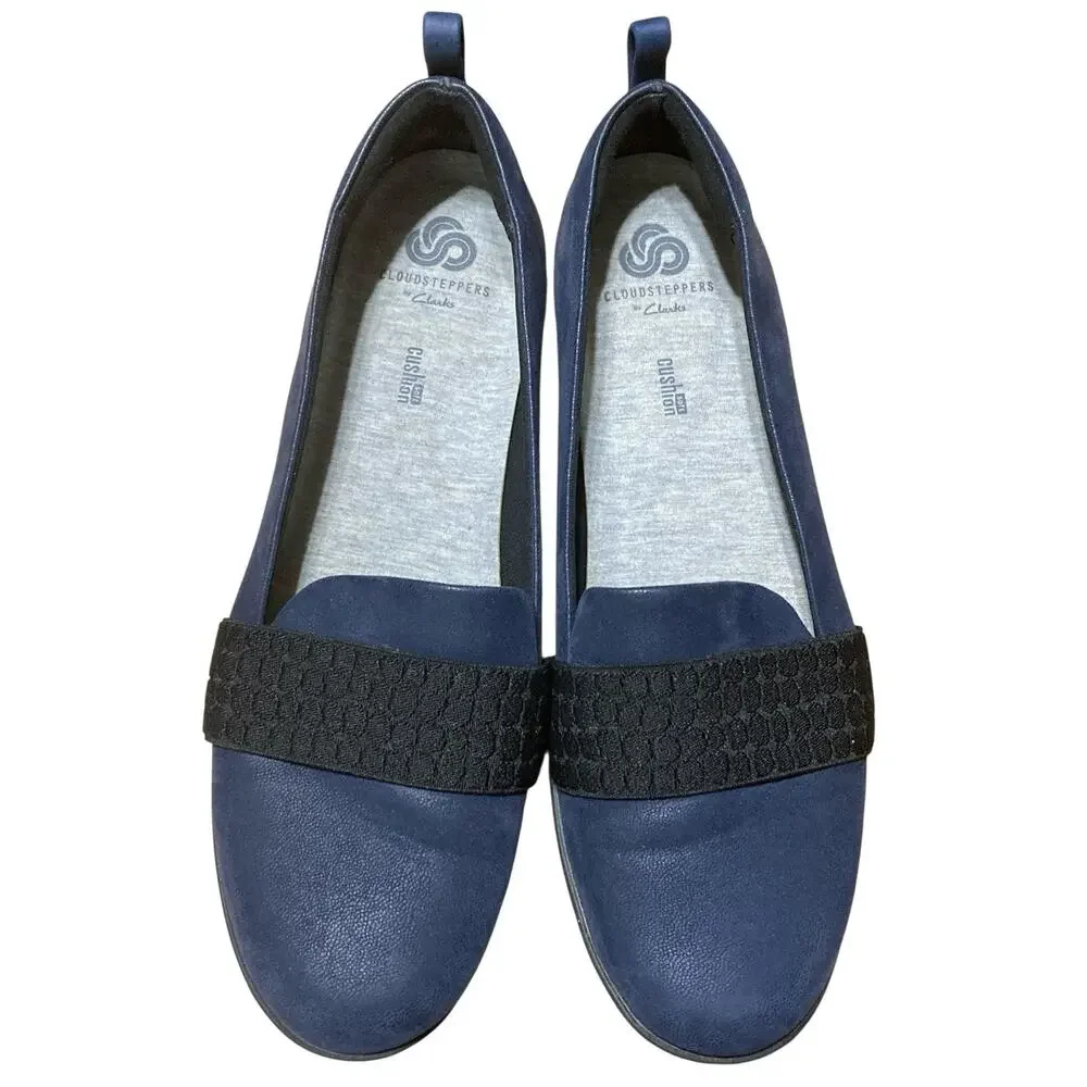 Clarks Cloudsteppers Womens Size 9.5 M Slip On Shoes Blue‎ Loafer Ayla Sloane